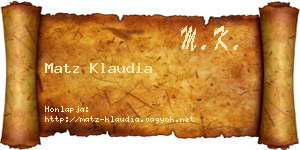 Matz Klaudia névjegykártya